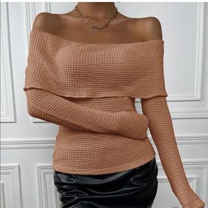 off shoulder brown top